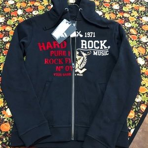 Boys Hard Rock Guitar Hooded Jacket Split Design - NWT